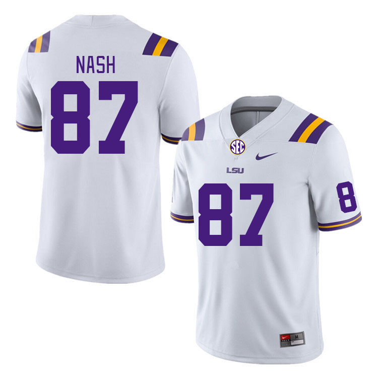 Men #87 Noah Nash LSU Tigers College Football Jerseys Stitched-White - Click Image to Close